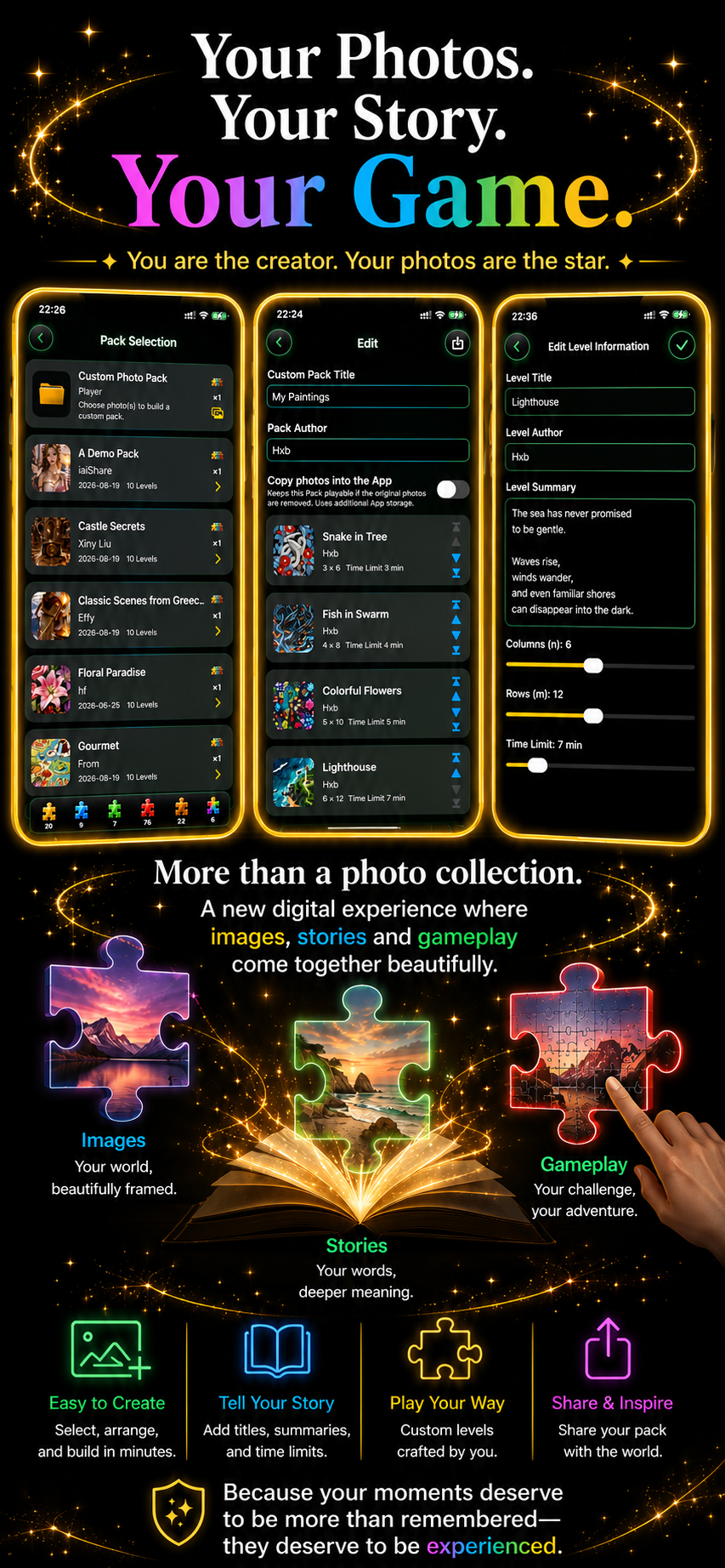 iaReveal custom photo game packs